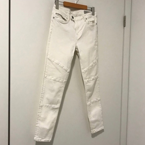 👀 All Saints - White Biker Skinny Jeans - Picture 2 of 6